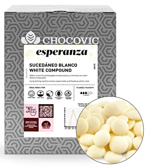 Купить шоколадную глазурь Chocovic Esperanza ISF-T1CHVC-94B для шоколада, низкие цены с доставкой Шоколадная глазурь Chocovic Esperanza ISF-T1CHVC-94B белая для шоколада