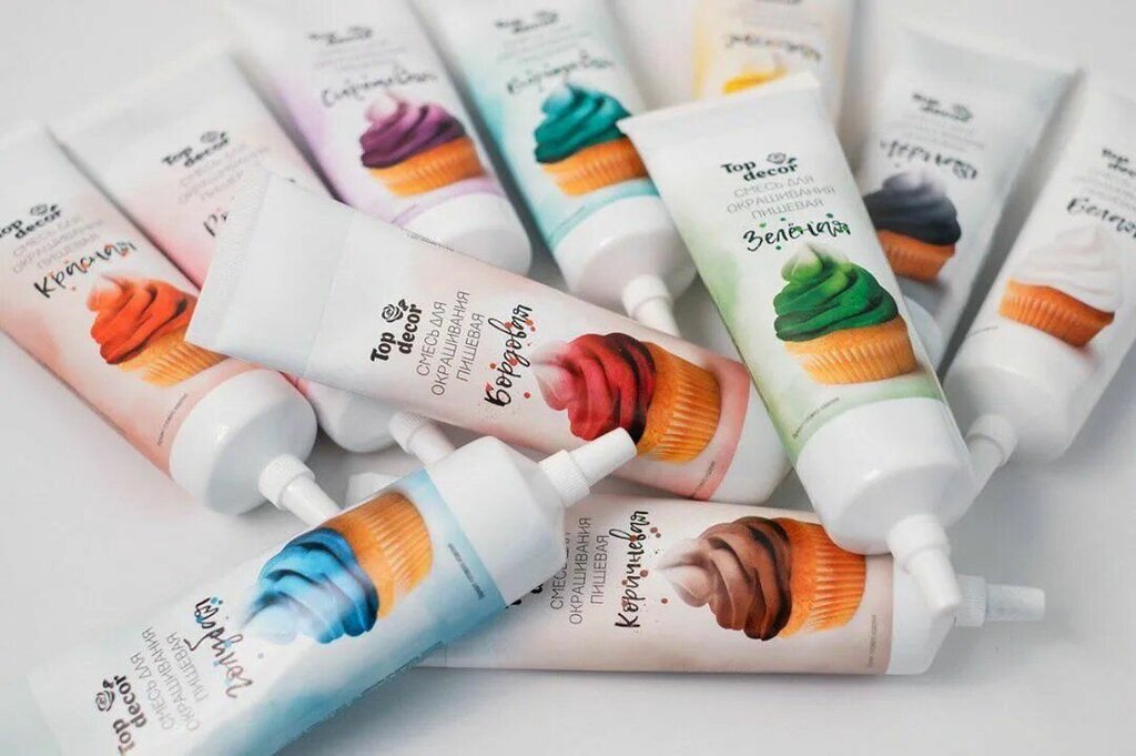 Купить Гелевые пищевые водорастворимые красители Top Decor для торта, крема, мастики - низкие цены с доставкой Гелевые пищевые водорастворимые красители Top Decor